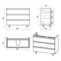 Тумба под раковину Brevita Victory 105 напольная с 3 ящ. / VIC-07105-50-03Я серый шелк — 6