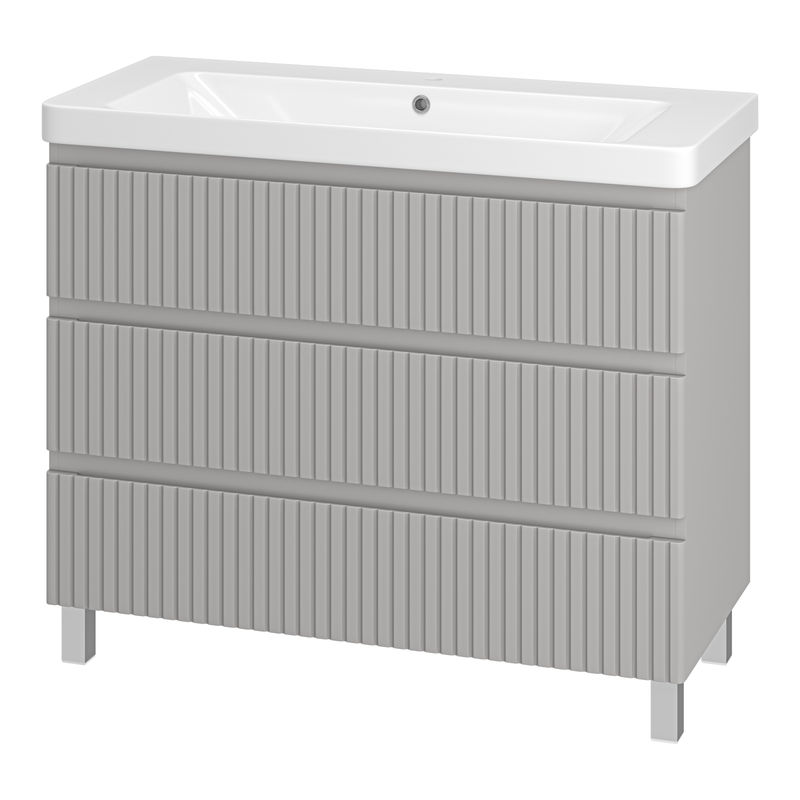 Тумба под раковину Brevita Victory 105 напольная с 3 ящ. / VIC-07105-50-03Я серый шелк