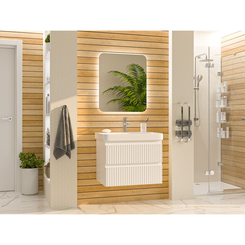 Тумба под раковину Brevita Victory 70 подвесная с 2 ящ. / VIC-09070-0102Я белая матовая эмаль