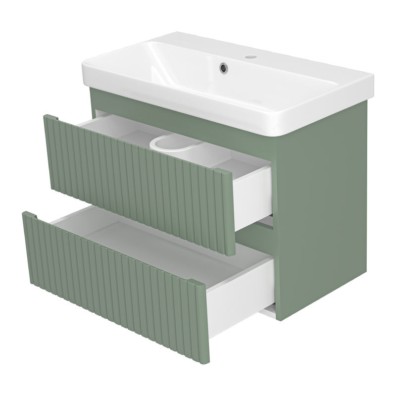 Тумба под раковину Brevita Victory 70 подвесная с 2 ящ. / VIC-09070-0802Я зеленая матовая эмаль