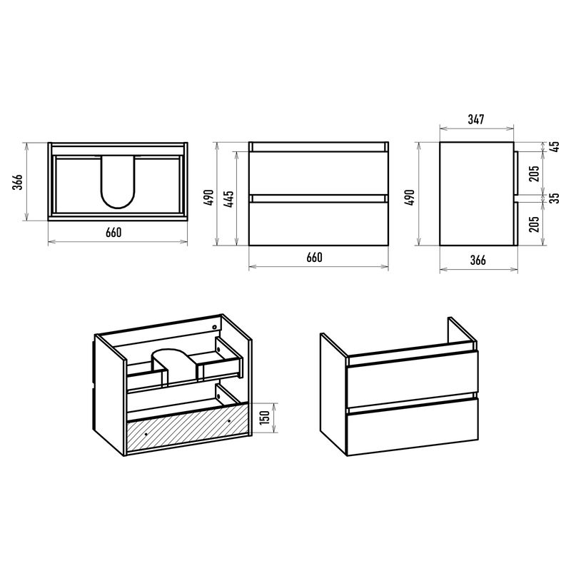 Тумба под раковину Brevita Victory 70 подвесная с 2 ящ. / VIC-09070-0802Я зеленая матовая эмаль