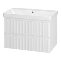 Тумба под раковину Brevita Victory 80 подвесная с 2 ящ. / VIC-09080-0102Я белая матовая эмаль — 1