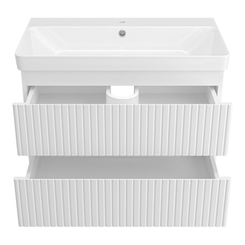 Тумба под раковину Brevita Victory 80 подвесная с 2 ящ. / VIC-09080-0102Я белая матовая эмаль