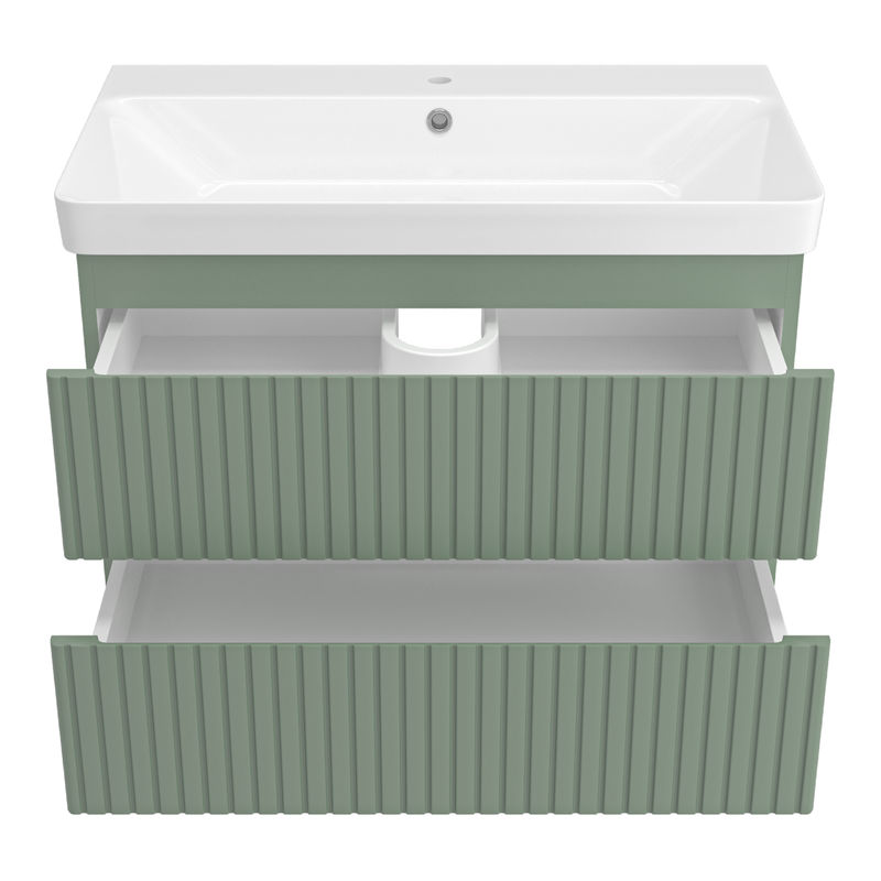 Тумба под раковину Brevita Victory 80 подвесная с 2 ящ. / VIC-09080-0802Я зеленая матовая эмаль