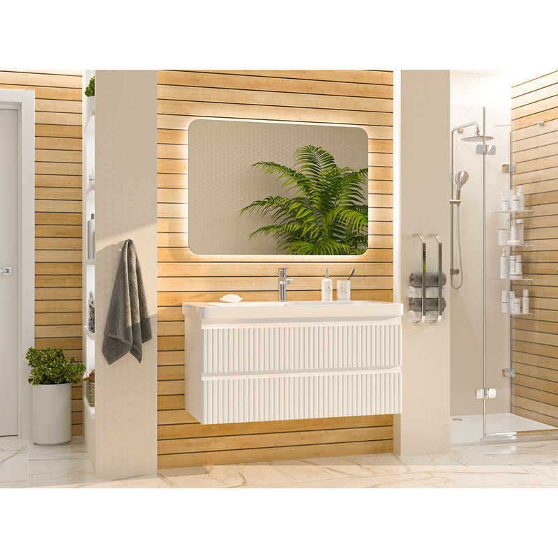 Тумба под раковину Brevita Victory 105 подвесная с 2 ящ. / VIC-09105-0102Я белая матовая эмаль