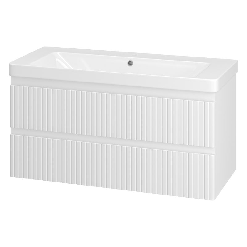 Тумба под раковину Brevita Victory 105 подвесная с 2 ящ. / VIC-09105-0102Я белая матовая эмаль