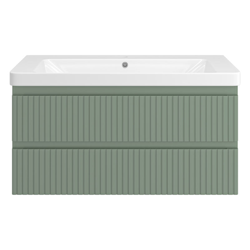 Тумба под раковину Brevita Victory 105 подвесная с 2 ящ. / VIC-09105-0802Я зеленая матовая эмаль