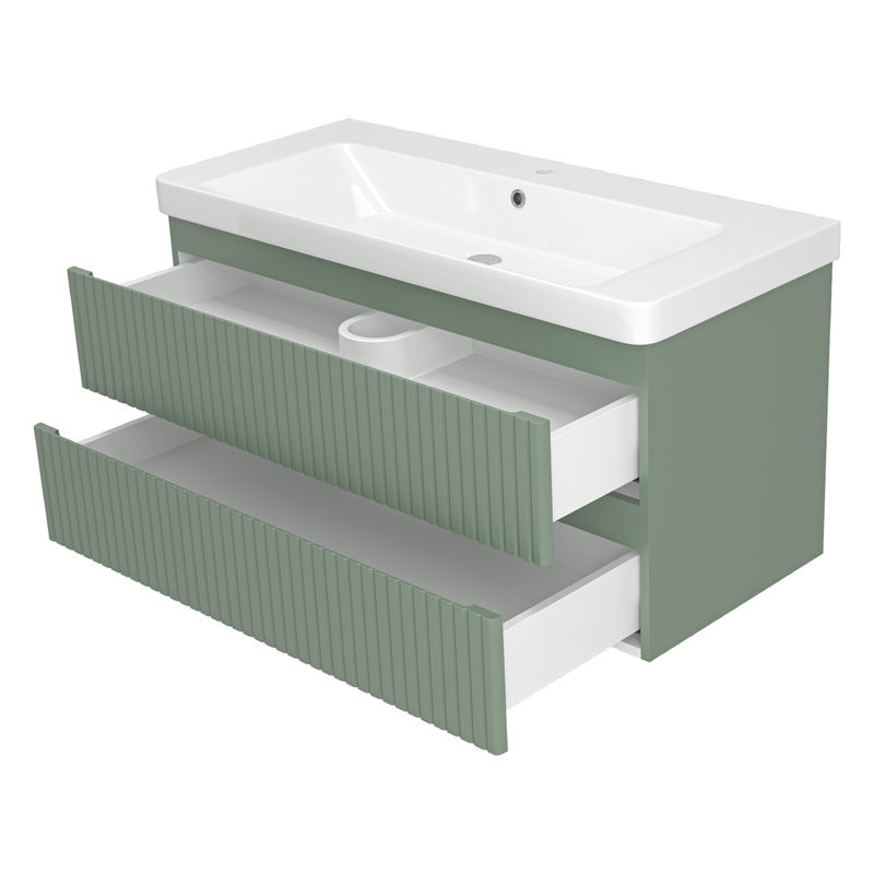 Тумба под раковину Brevita Victory 105 подвесная с 2 ящ. / VIC-09105-0802Я зеленая матовая эмаль