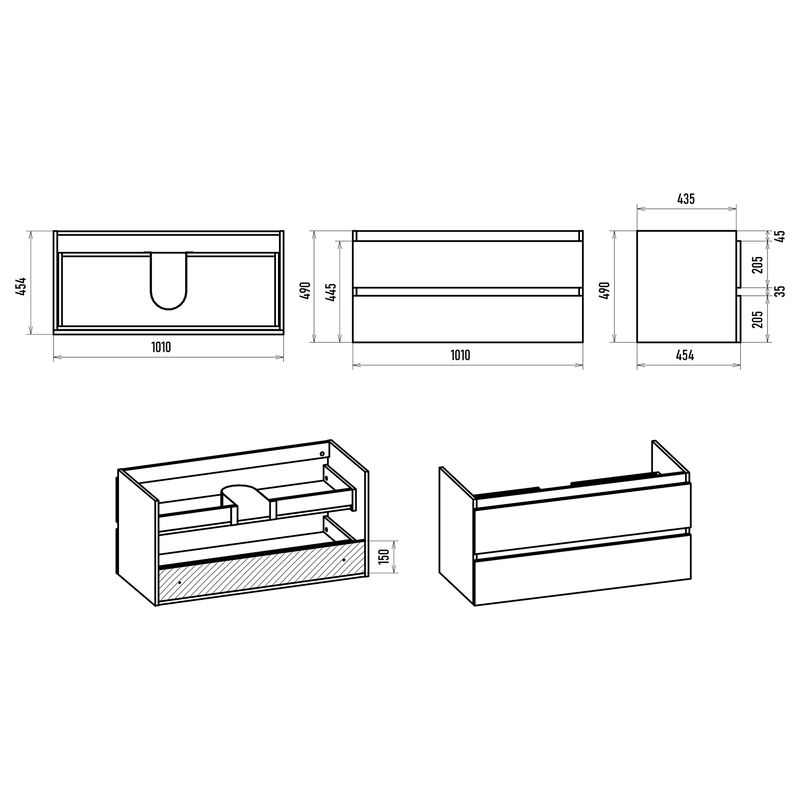 Тумба под раковину Brevita Victory 105 подвесная с 2 ящ. / VIC-09105-0802Я зеленая матовая эмаль