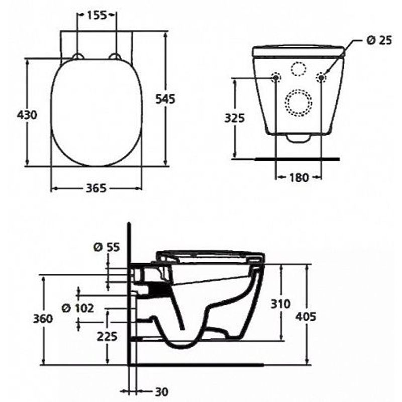 Унитаз подвесной с инсталляцией Ideal Standard Connect W220101 (E803501; E712701; E233267)