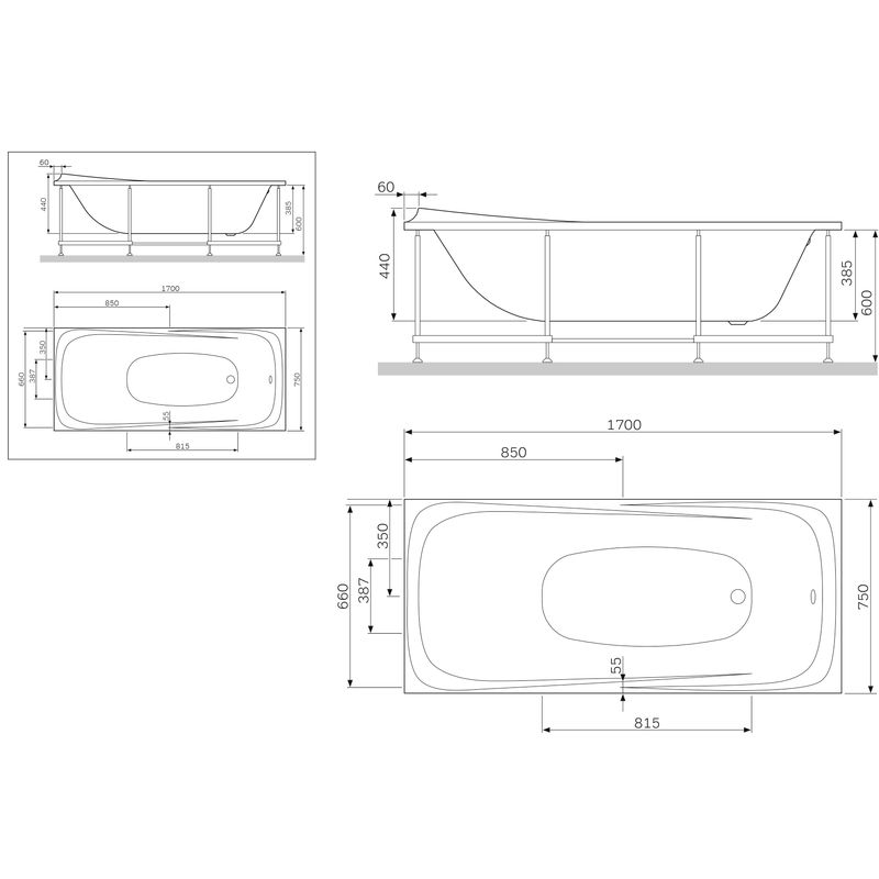 Акриловая ванна AM.PM Sensation W30A-170-075W-A 170×75