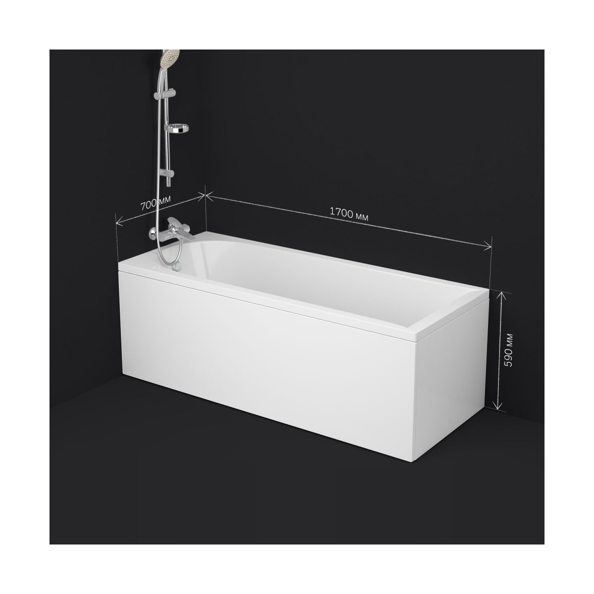W72A-170-070W-A2 Ванна акриловая spirit 170x70, без слива/перелива
