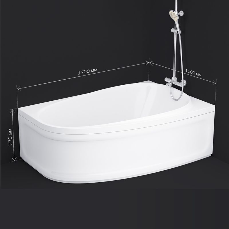 W80A-170L110W-A Like, ванна акриловая 170х110 см, левосторонняя, шт