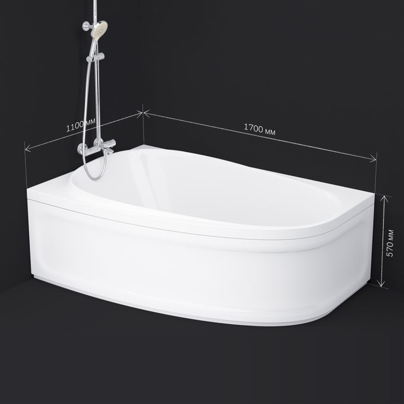 Акриловая ванна AM.PM Like W80A-170R110W-A 170×110 R ассиметричная