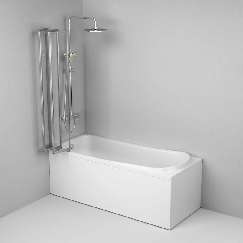 Шторка на ванну AM.PM Like 100×140 поворотно-складная / W80BS-100-140CT хром + прозрачное стекло