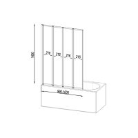 Шторка на ванну AM.PM Like 100×140 поворотно-складная / W80BS-100-140CT хром + прозрачное стекло — 6