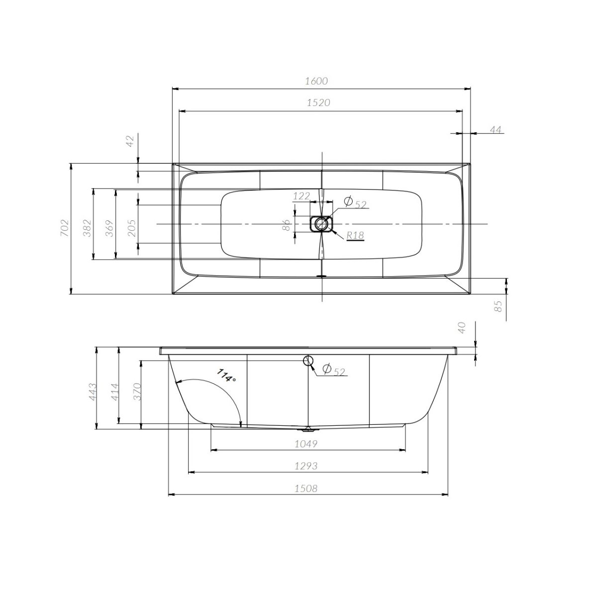W84A-160-070W-A Func Ванна акриловая 160х70