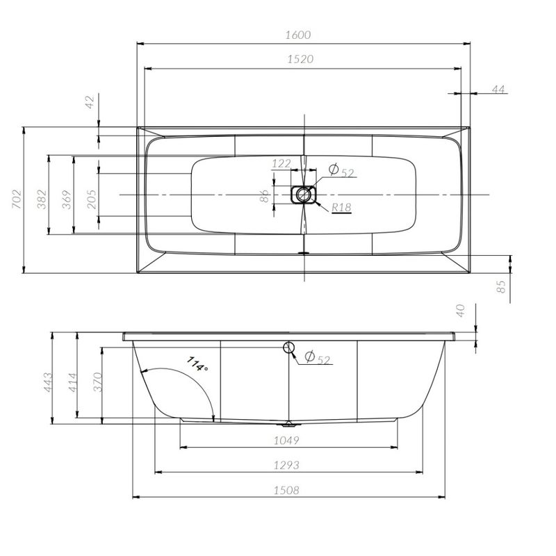 W84A-160-070W-A Func Ванна акриловая 160х70