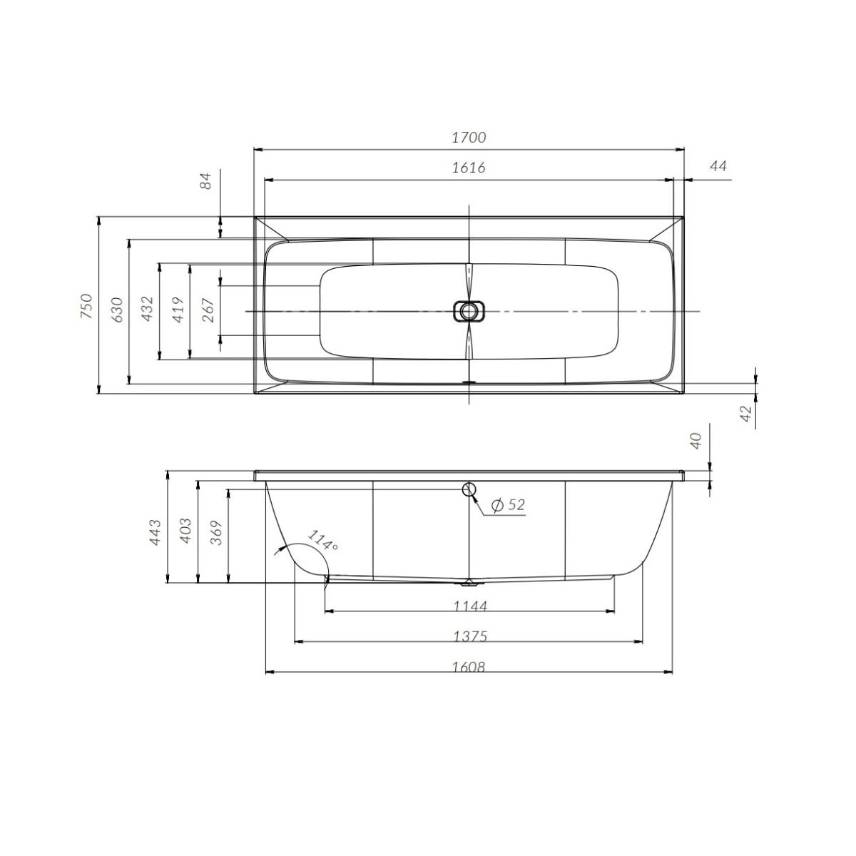 W84A-170-075W-A Func Ванна акриловая 170х75, шт