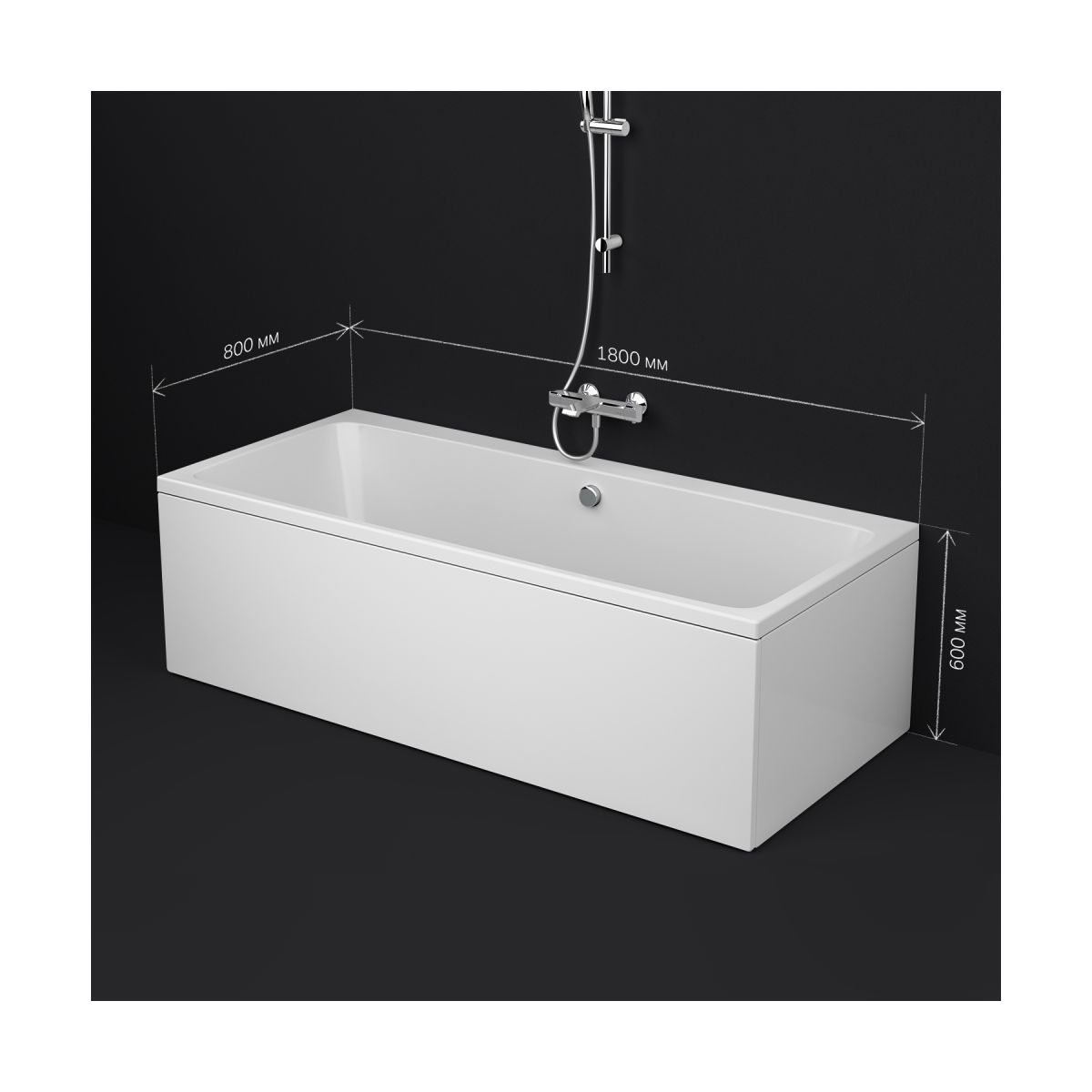 W84A-180-080W-A Func Ванна акриловая 180х80