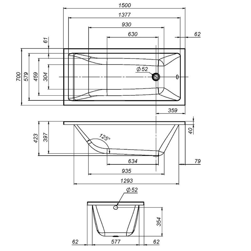 Экран для ванны фронтальный AM.PM Gem 150×70 / W93A-150-070W-P
