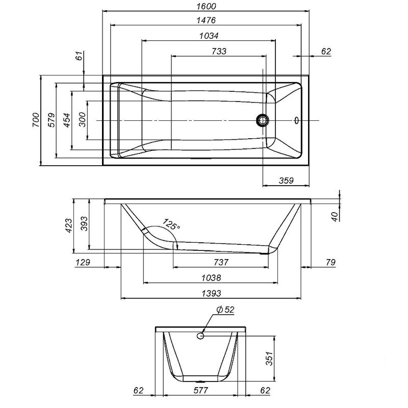 Акриловая ванна AM.PM Gem W93A-160-070W-A 160×70