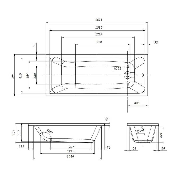 Акриловая ванна AM.PM Gem W93A-170-070W-A 170×70