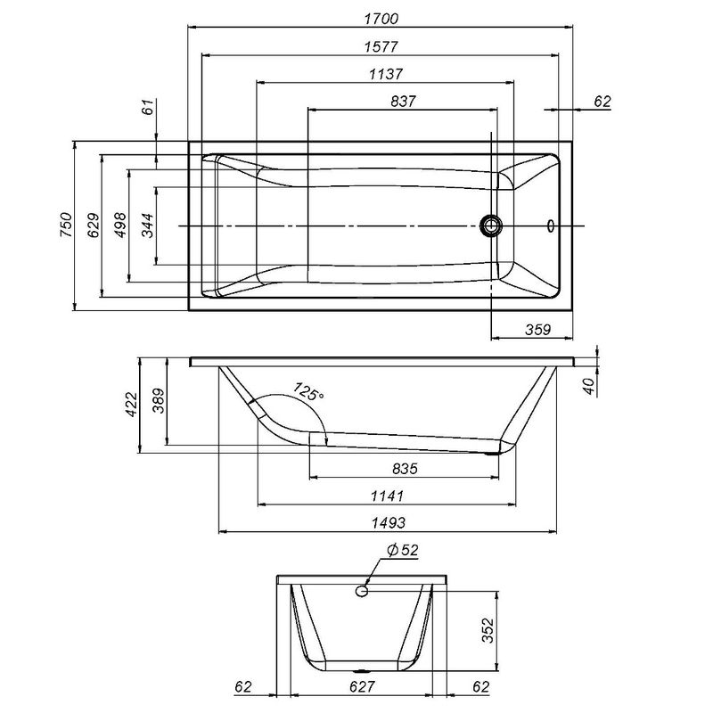 Акриловая ванна AM.PM Gem W93A-170-075W-A 170×75