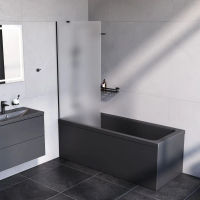 Шторка на ванну AM.PM Gem 80×140 неподвижная / W90BS-080-140BM черный + матовое стекло — 6