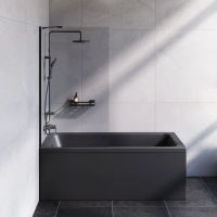 Шторка на ванну AM.PM Gem 80×140 неподвижная / W90BS-080-140BT черный + прозрачное стекло — 5