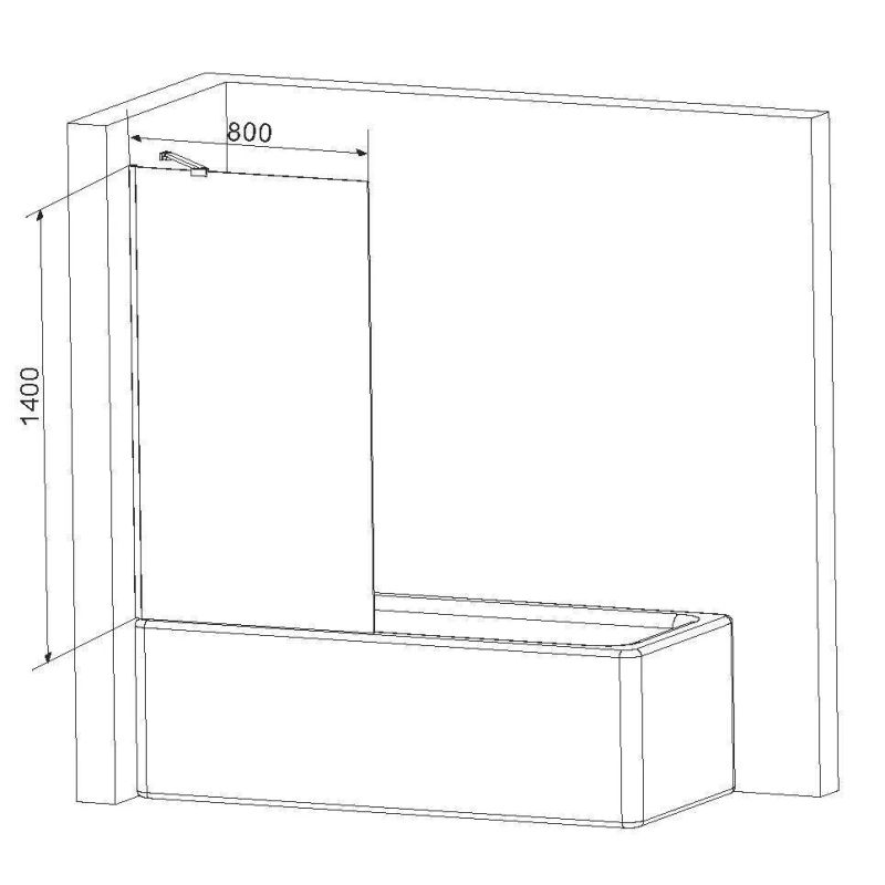 Шторка на ванну AM.PM Gem 80×140 неподвижная / W90BS-080-140CT хром + прозрачное стекло