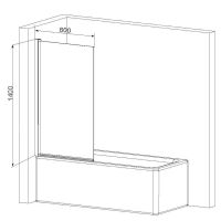 Шторка на ванну AM.PM Gem 80×140 поворотная / W90BS-D080-140CT хром + прозрачное стекло — 7