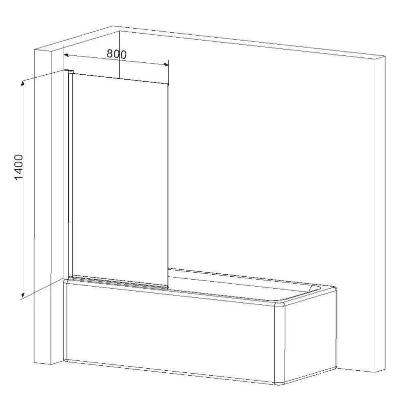 Шторка на ванну AM.PM Gem 80×140 поворотная / W90BS-D080-140CT хром + прозрачное стекло