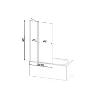 Шторка на ванну AM.PM Gem 80×140 поворотная с неподвижным элементом / W90BS-D3W5-140CT хром + прозрачное стекло — 7