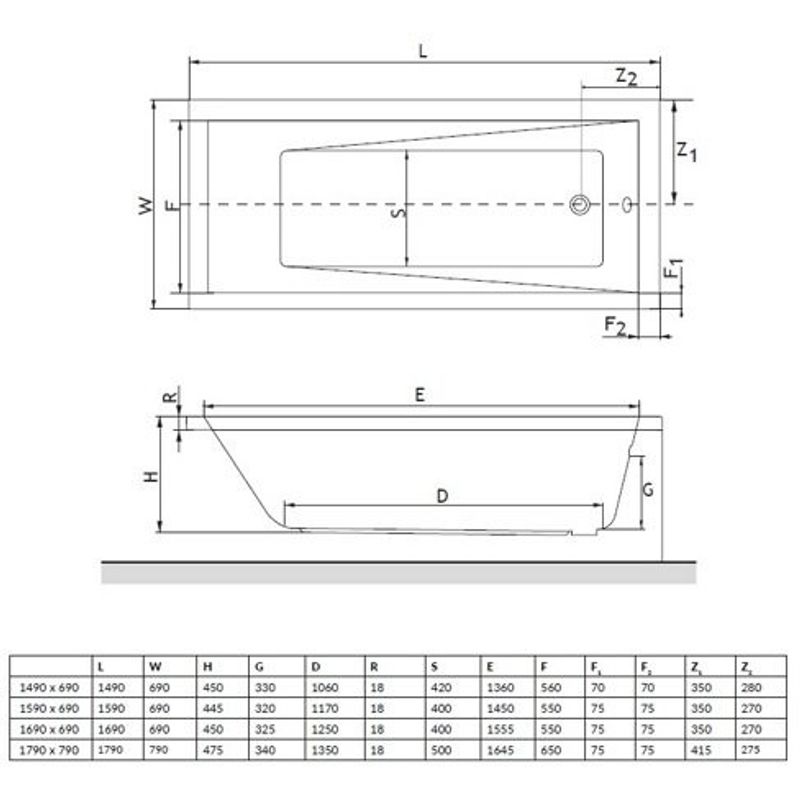 Акриловая ванна Excellent Wave Slim WAEX.WAV180.80WHS 180×80 без ножек
