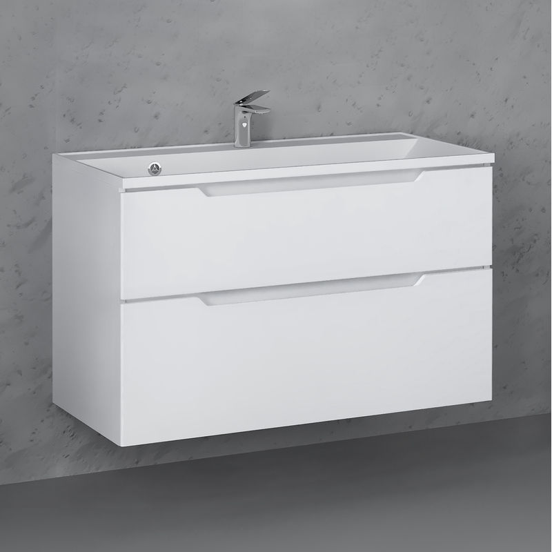 Тумба под раковину Raval Wector 100 подвесная Wct.01.100/P/W/MD белая