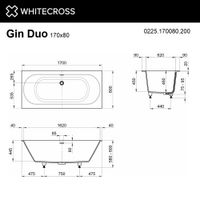 Ванна из искусственного камня WHITECROSS Gin Duo 170x80 solid surface / 0225.170080.200 белый матовый — 2