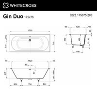 Ванна из искусственного камня WHITECROSS Gin Duo 175x75 solid surface / 0225.175075.200 белый матовый — 2