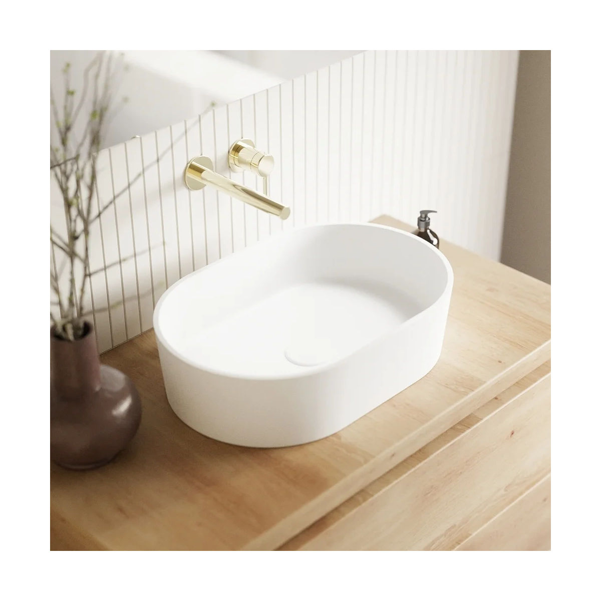 Умывальник WHITECROSS Emerald 55x37 (белый мат) иск. камень