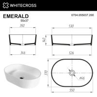 Раковина WHITECROSS Emerald 55x37 иск. камень solid surface / 0704.055037.200 белый матовый — 3