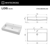 Раковина WHITECROSS Lois 80x49 иск. камень solid surface / 0746.080049.200 белый матовый — 4