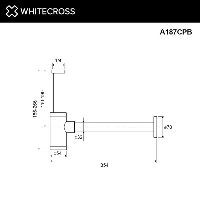 Сифон для раковины WHITECROSS A187CPB (брашированная медь)