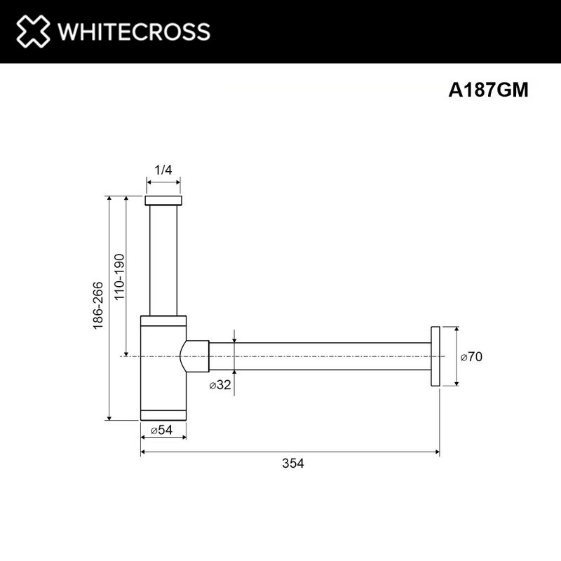 Сифон для раковины WHITECROSS A187GM (оружейная сталь)