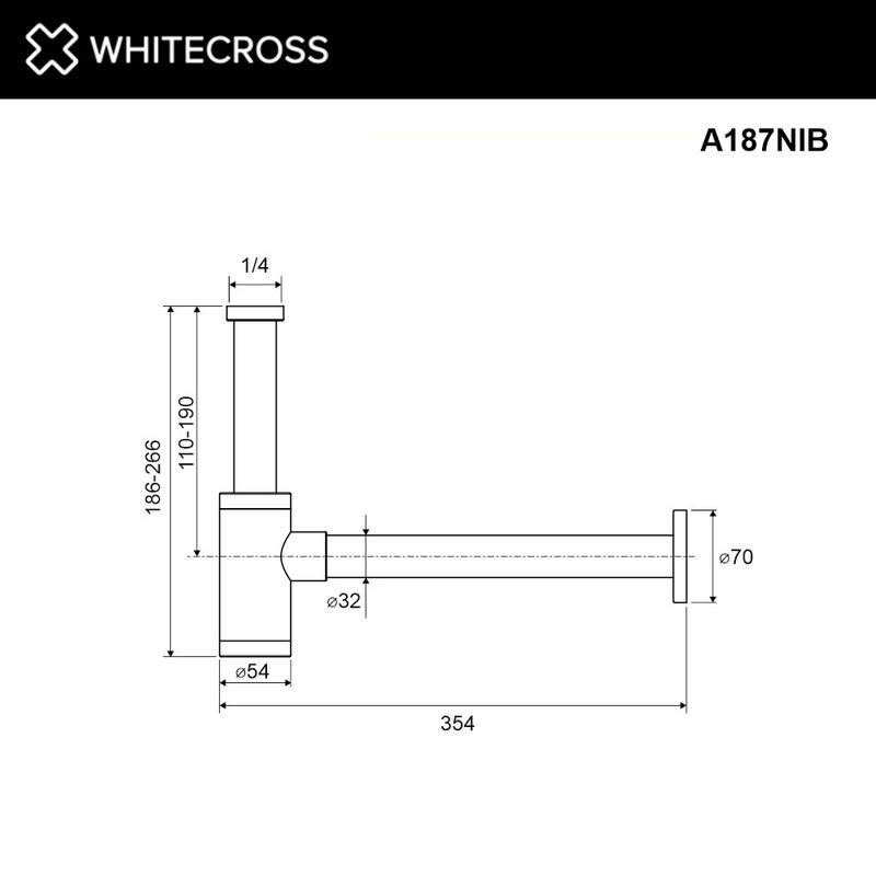 Сифон для раковины WHITECROSS A187NIB (брашированный никель)