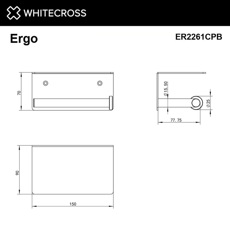 Держатель туалетной бумаги с полкой WHITECROSS Ergo ER2261CPB (брашированная медь)