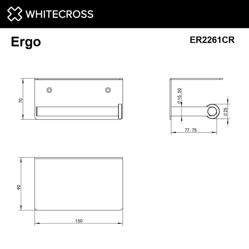 Держатель туалетной бумаги с полкой WHITECROSS Ergo ER2261CR (хром)