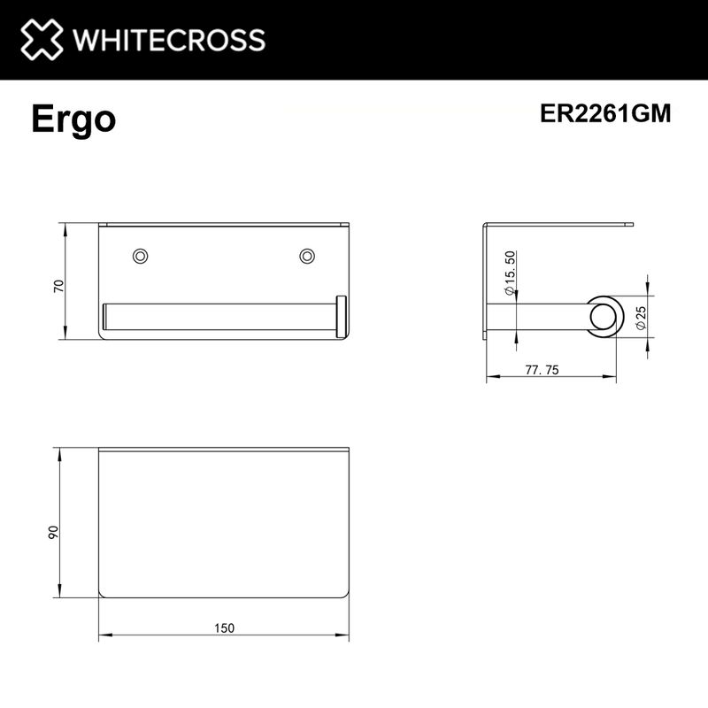 Держатель туалетной бумаги с полкой WHITECROSS Ergo ER2261GM (оружейная сталь)