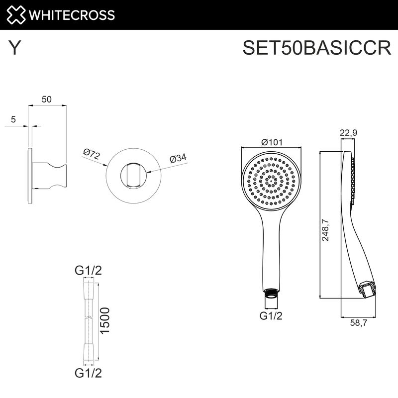 Душевой гарнитур WHITECROSS SET50BASICCR (хром)