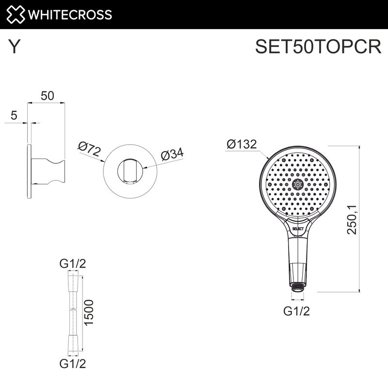 Душевой гарнитур WHITECROSS SET50TOPCR (хром)