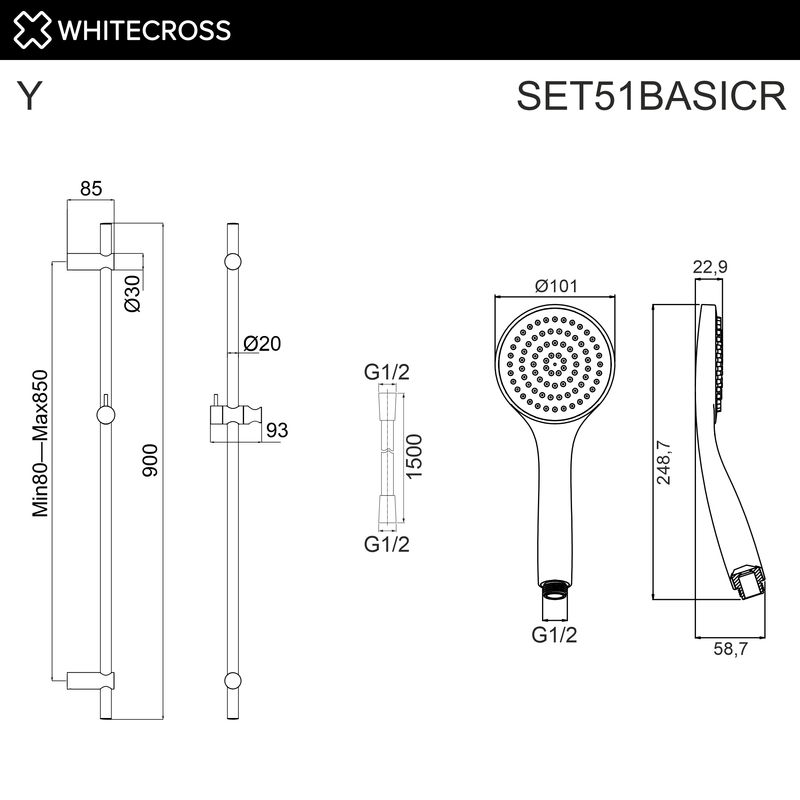 Душевой гарнитур WHITECROSS SET51BASICCR (хром)
